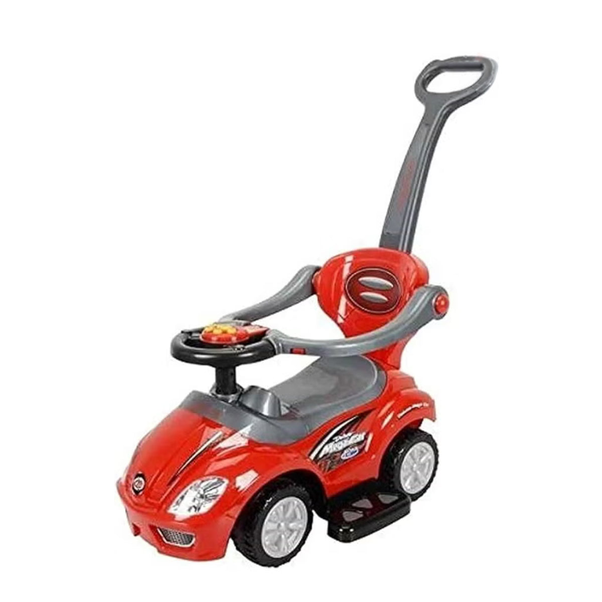 3 In 1 Ride On Toy Car With Barrier And Backrest, Removable Hanlde For Kids - Pink