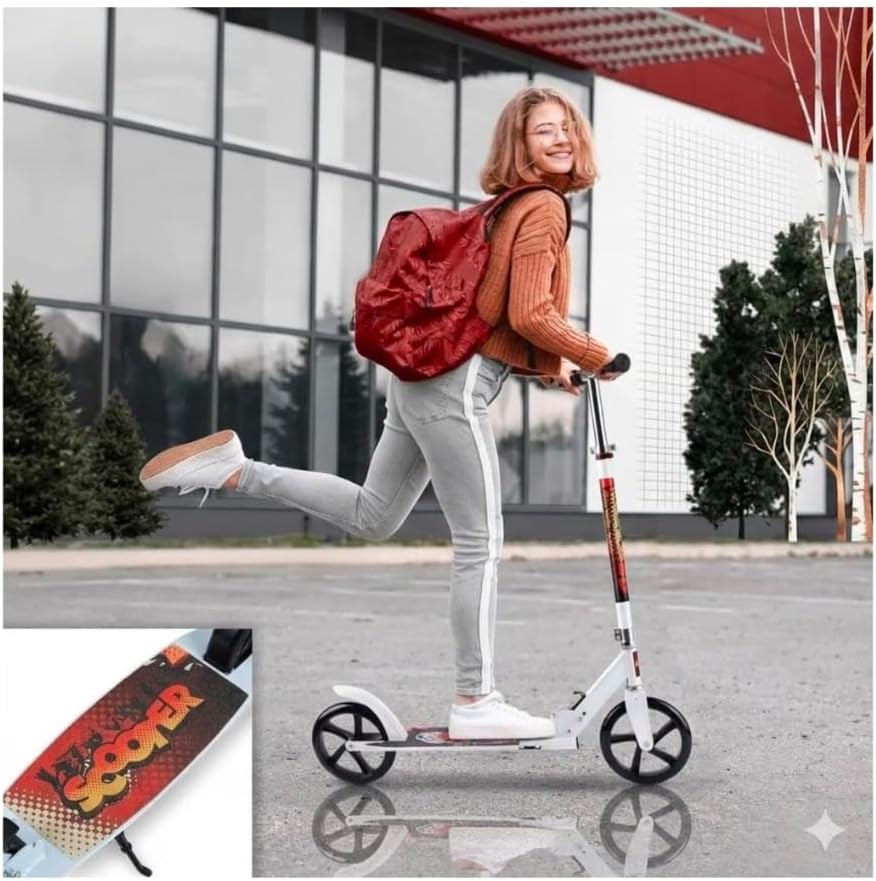 Cool Baby Metal Scooter – Large, Versatile, Foldable Scooter – Adjustable, Featuring a Non-Slip Deck and Wear-Resistant Wheels – Suitable for Children and Adults (Ages 3 and Up) | Supports Weight Up to 120 kg (Color: White)