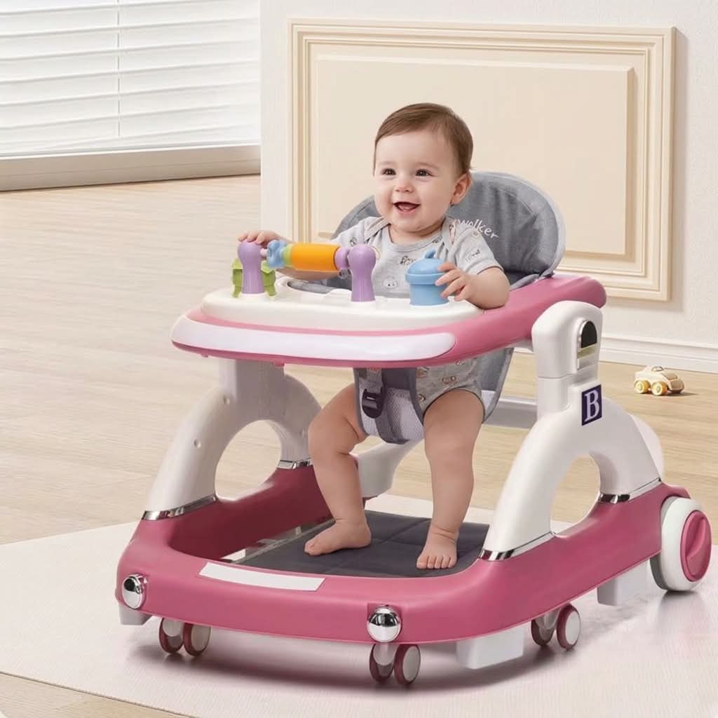 Adjustable Baby/Child Walker With Removable Music Tray And Toys-Soft Cushion-Learning Seat Suitable From 6- 18 Months_HAPPY_KIDDO_PINK