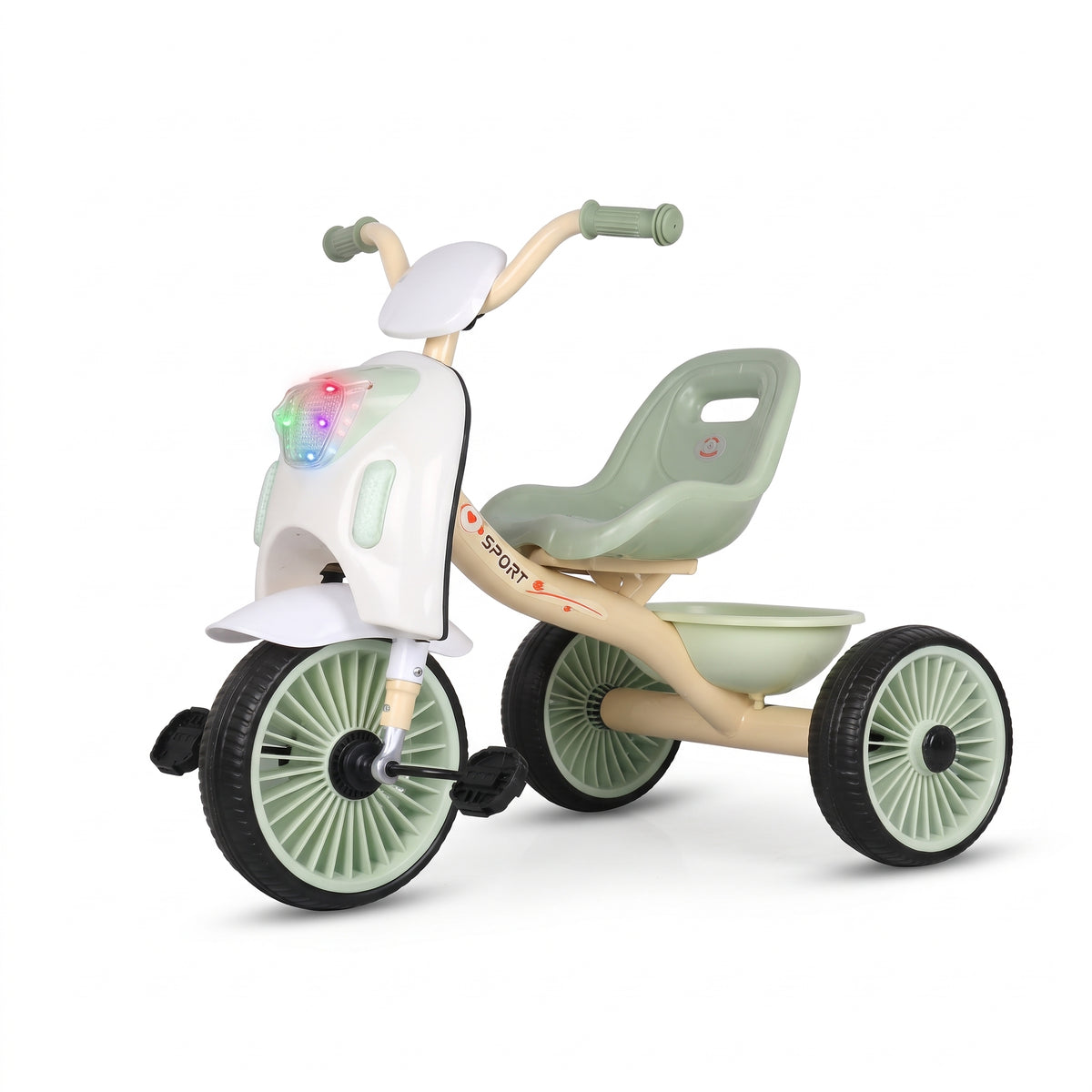 bike 3-Wheel Foldable Pedal Ride-On Kids Tricycle for 2-6 Years - Light Green
