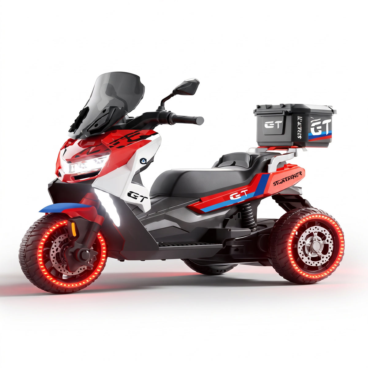 Electric motorcycle for kids with lights, sound, USB port, and 6V battery