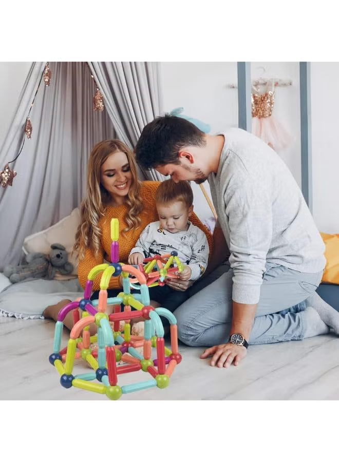 Magnetic STEM Building Set – A 36-piece educational stick-and-ball set (Montessori-style) for toddlers, brought to you by Happy Kiddo for more fun time with your child.