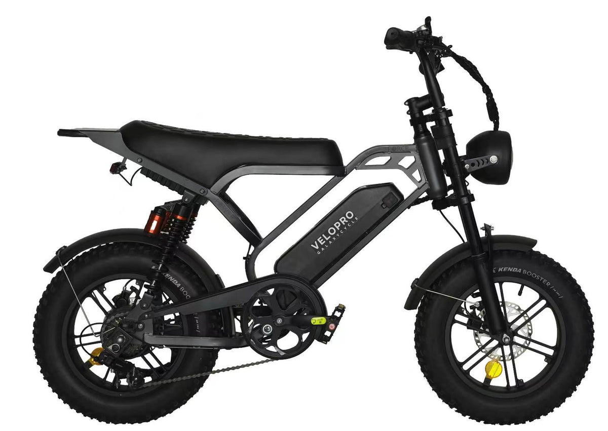 Galaxy X8 electric bike by VeloPro β motorcycle-inspired design with fat tires and dual suspension BLACKπ΄ββοΈβ‘π₯