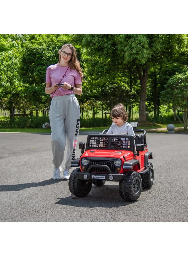 12V Kids' Ride-On Car with a Durable Jeep-Style Design and Remote Control – Red. The Perfect Choice and Gift for Your Child from Happy Kiddo.