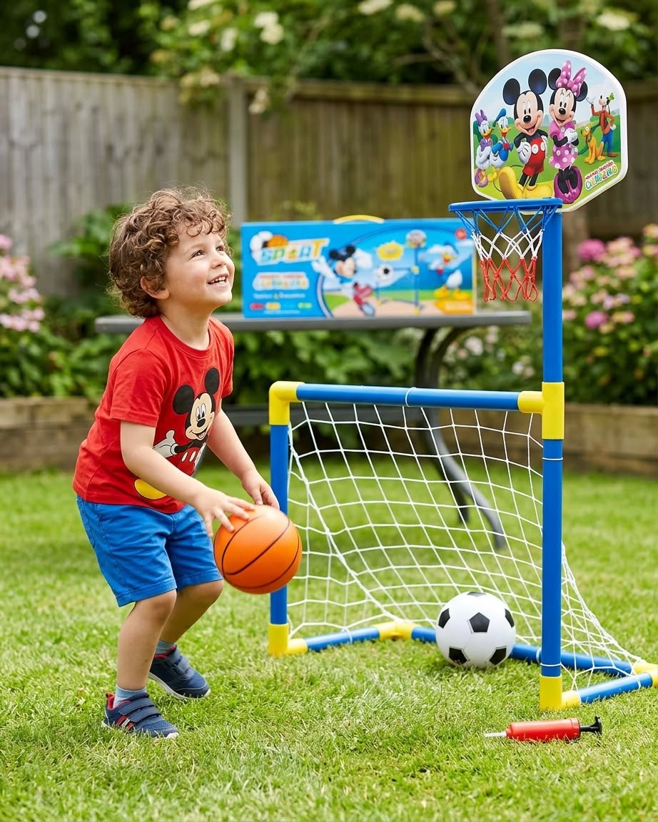 2 In 1 Soccer Goal Set With Basketball Hoop Kit For Kids