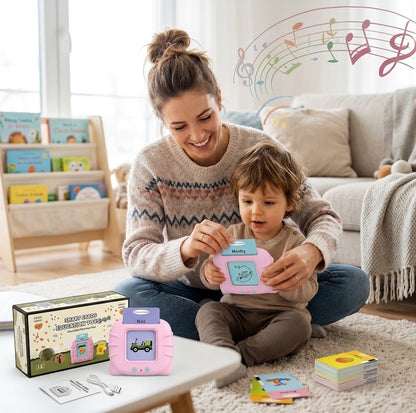 Educational talking flashcard game with an erasable drawing screen to develop your child's skills.