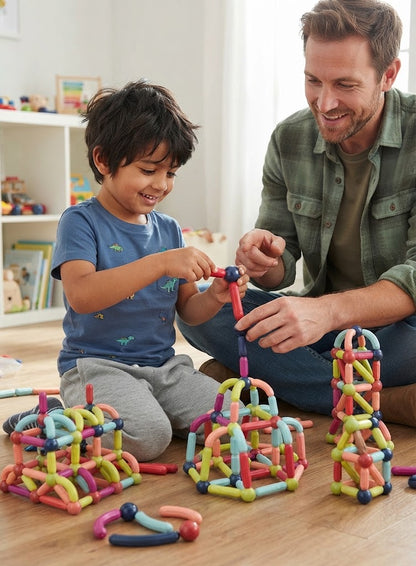 Magnetic STEM Building Set – A 36-piece educational stick-and-ball set (Montessori-style) for toddlers, brought to you by Happy Kiddo for more fun time with your child.