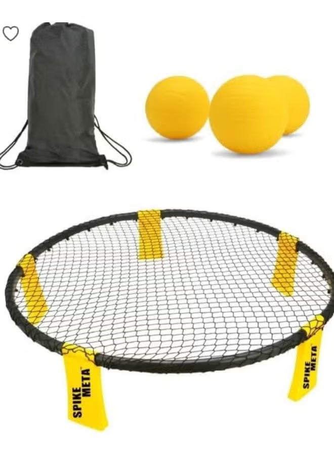 Spike Meta Portable Spike Ball Beach Ball Set, Open Outer Net, 3 Balls with Carrying Bag