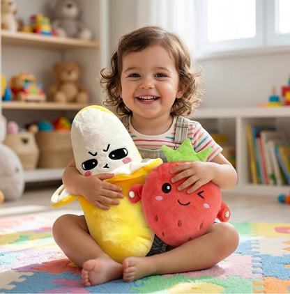 Happy Kiddo Cute Plush Toy Set (Grumpy Banana 🍌 + Laughing Strawberry 🍓) ✨