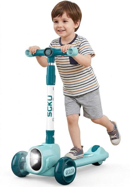 🛴 Happy Kiddo’s smart, light-up kids’ scooter—featuring a fun, attractive design in an elegant bule color 🛴