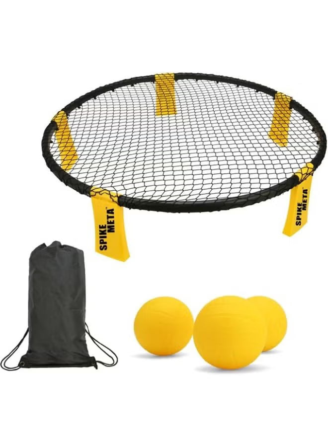 Spike Meta Portable Spike Ball Beach Ball Set, Open Outer Net, 3 Balls with Carrying Bag