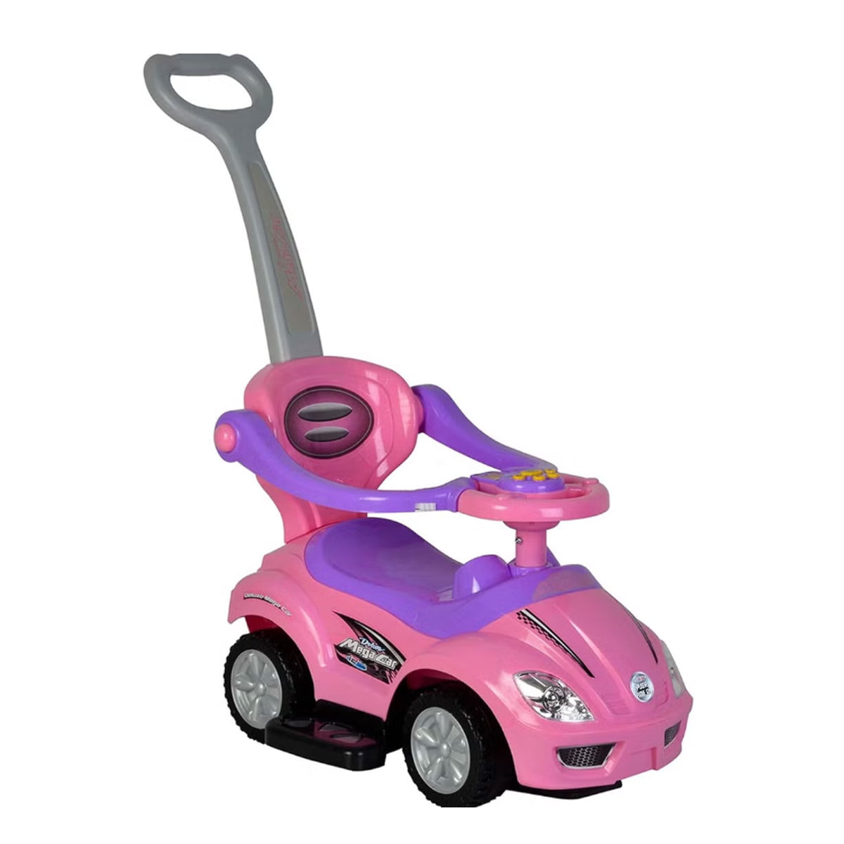 3-in-1 Ride-On Toy Car with Push Handle – Pink