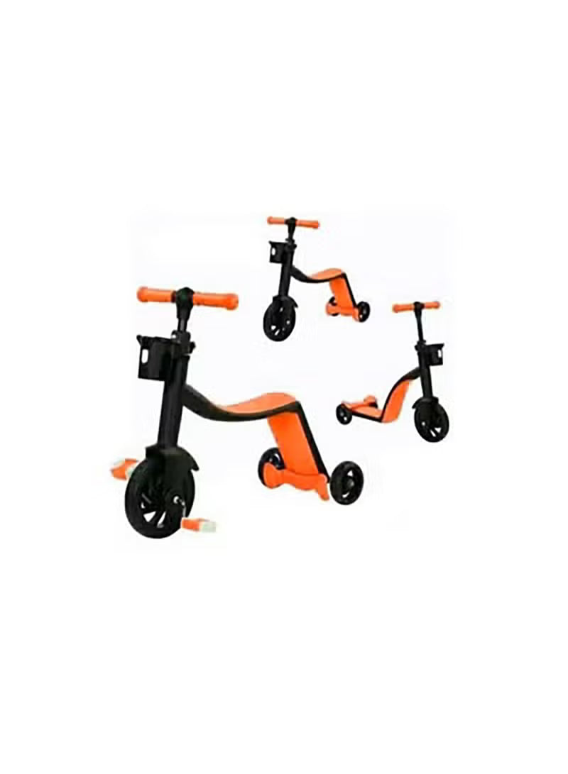 3-in-1 Kids Scooter, Convertible Design Adjustable Height - Orange
