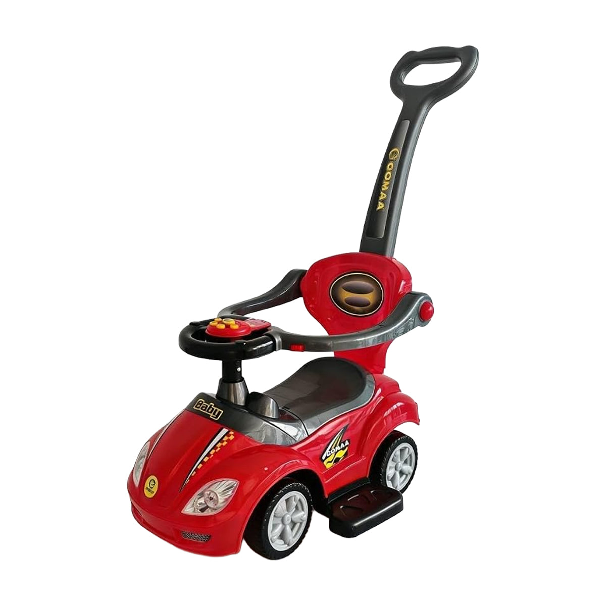 3-in-1 Toddler Ride-On Push Car with Steering Wheel Music & Adjustable Parent Handle