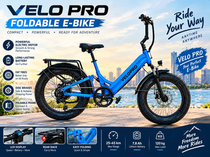 VELOPRO M200E GALAXY CYCLE – Electric Fat Tire Bike Blue🚴‍♂️⚡