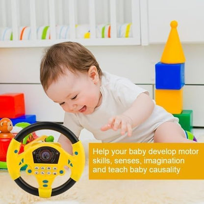 Happy Kiddo Steering Wheel Toy | Kids' Car Steering Wheel | Portable Driving Simulator Console with Music for Backseat Play | Steering Wheel Toy | Gift-Ready Steering Wheel Toy