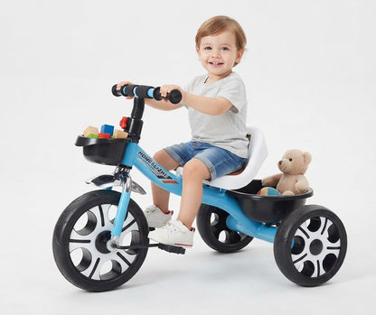 Tricycle, For 2-6 Years Old, 5-in-1 Kids Bike, Foldable, Adjustable Handle/Seat Height, Strained Bike, Children's Bicycle, BY HAPPY KIDDO (Blue)