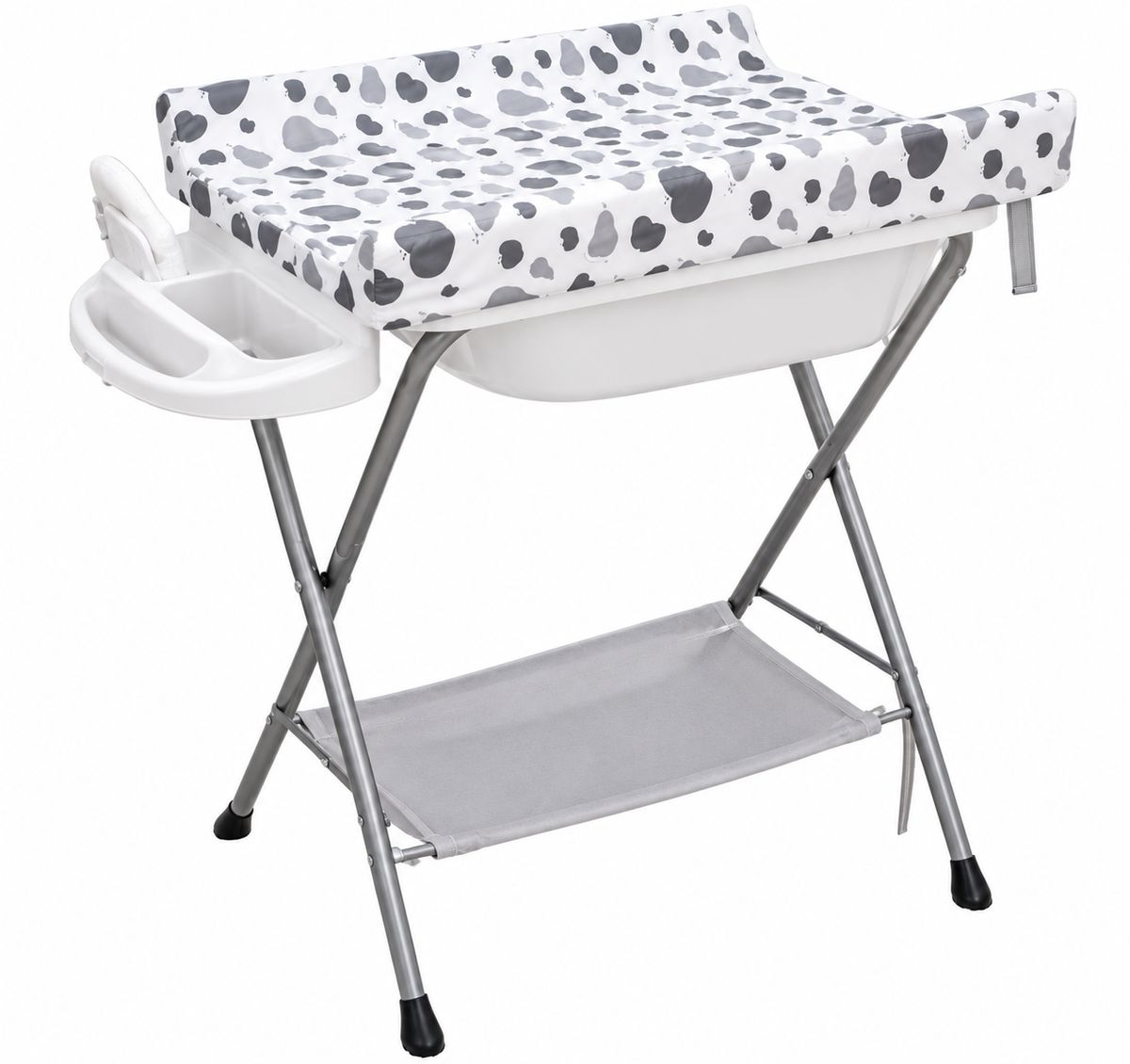 Versatile Baby Changing and Bathing Station | Includes bathtub, storage shelf, and side tray | Practical design for mothers by Happy Kiddo—designed for your convenience and your baby's safety.