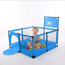 Happy Kiddo Modular Baby Playpen – Foldable, with Basketball Hoop and 50 Balls, Sturdy Structure, Easy to Assemble (Dark Blue, 126 x 126 cm)