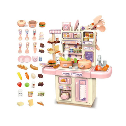 Happy Kiddo 36-Piece Kids' Kitchen Playset | Pretend Cooking Toys | Pink