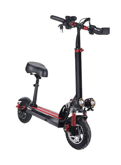 Crony Electric Scooter for Youth (with comfortable seat and LED lighting) – Red in Black