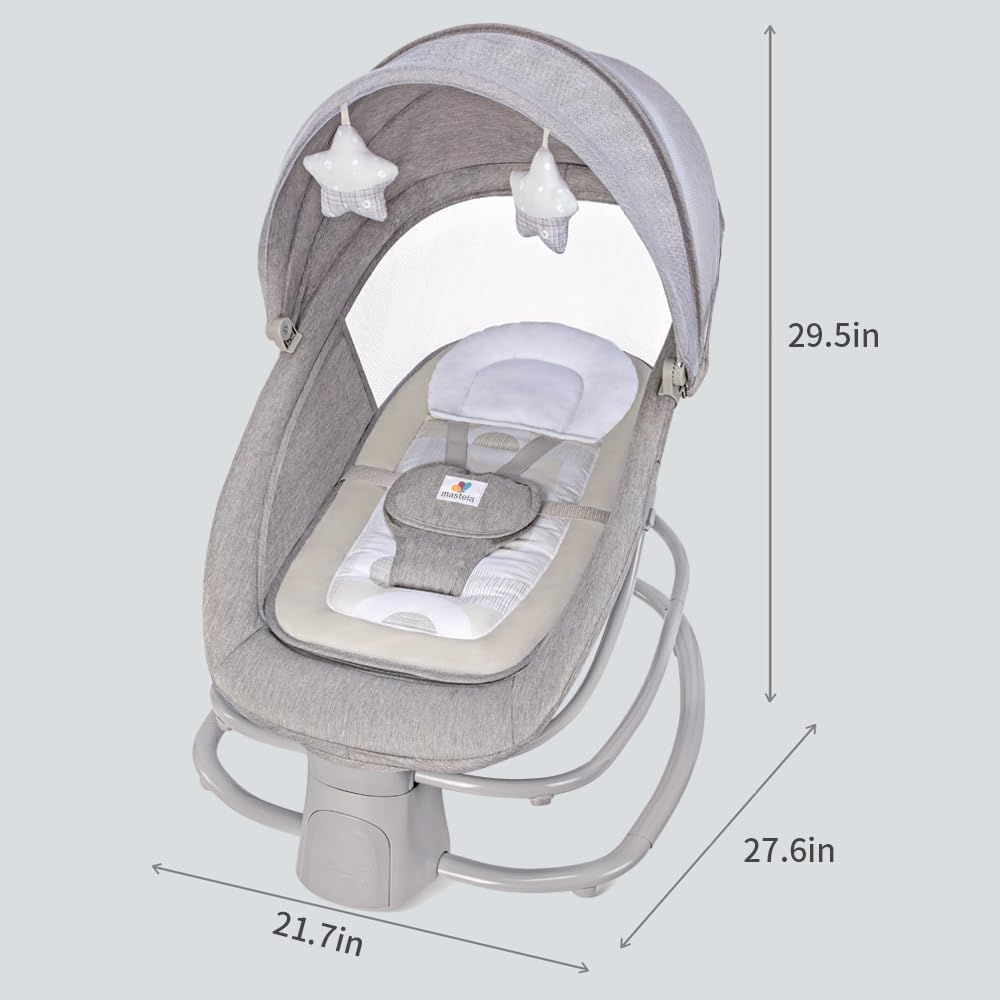 Mastela Baby for Infants Baby Bouncers with Dinner Plate 4-in-1 Adjustable backrest Bluetooth APP Usage and Control,Detachable Independent Rocking Chair