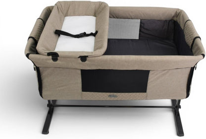 2-in-1 Baby Bassinet and Bedside Sleeper with Changing Table, Adjustable Height, and Breathable Mesh.(Beige) BY Happy Kiddo