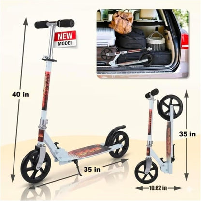 Cool Baby Metal Scooter – Large, Versatile, Foldable Scooter – Adjustable, Featuring a Non-Slip Deck and Wear-Resistant Wheels – Suitable for Children and Adults (Ages 3 and Up) | Supports Weight Up to 120 kg (Color: White)
