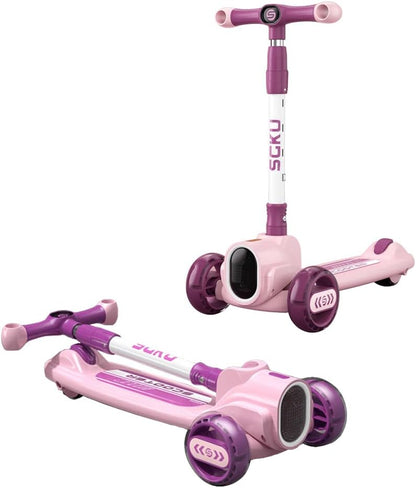 🛴 Happy Kiddo’s smart, light-up kids’ scooter—featuring a fun, attractive design in an elegant mauve color 🛴
