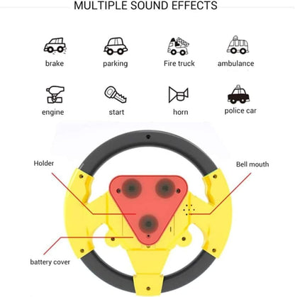 Happy Kiddo Steering Wheel Toy | Kids' Car Steering Wheel | Portable Driving Simulator Console with Music for Backseat Play | Steering Wheel Toy | Gift-Ready Steering Wheel Toy