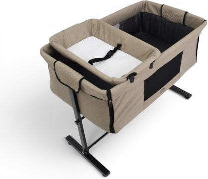 2-in-1 Baby Bassinet and Bedside Sleeper with Changing Table, Adjustable Height, and Breathable Mesh.(Beige) BY Happy Kiddo