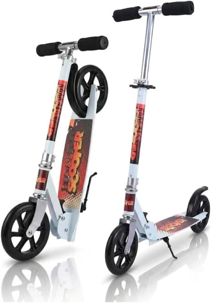 Cool Baby Metal Scooter – Large, Versatile, Foldable Scooter – Adjustable, Featuring a Non-Slip Deck and Wear-Resistant Wheels – Suitable for Children and Adults (Ages 3 and Up) | Supports Weight Up to 120 kg (Color: White)