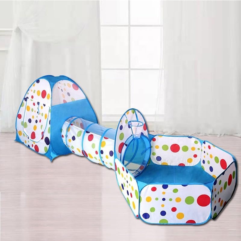 3-in-1 Kids’ Play Tent with Crawl Tunnel and Ball Pit – Foldable Play Tent for Indoor and Outdoor Use – A Fun and Safe Play Space for Boys and Girls 🌈🥳✨