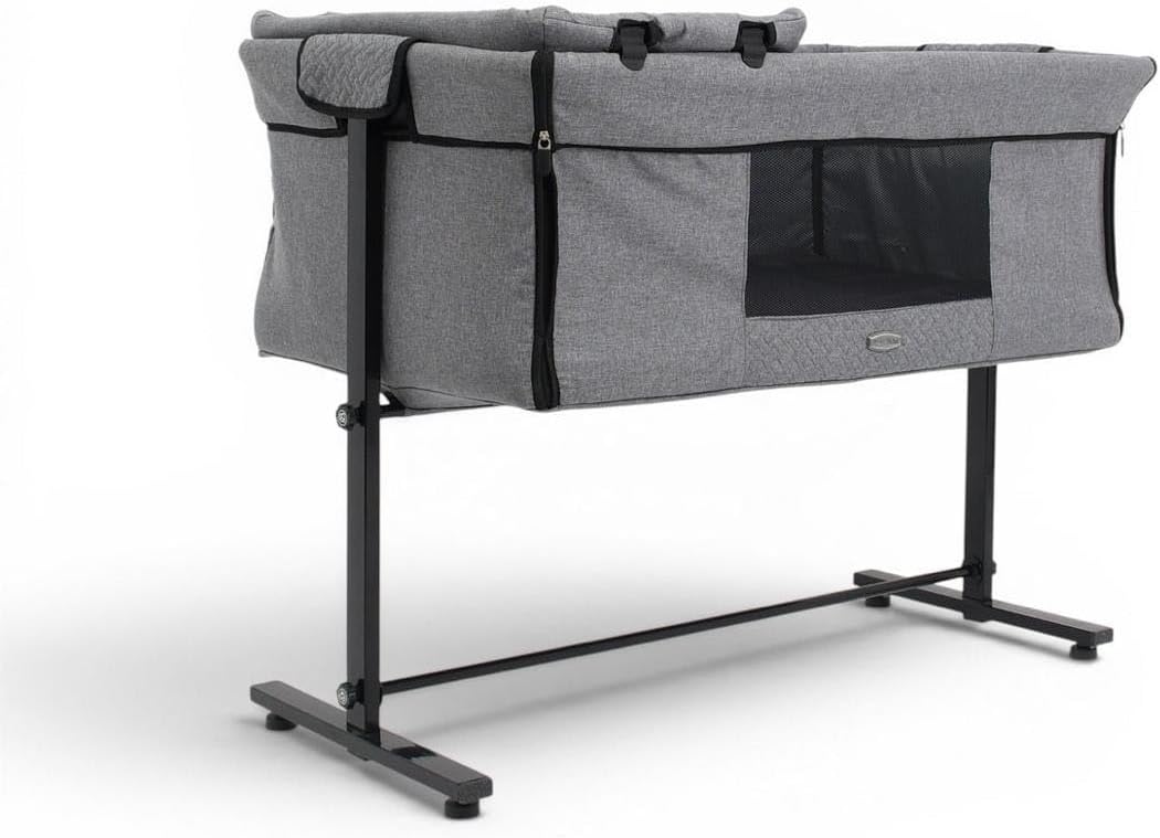 2-in-1 Baby Bassinet and Bedside Sleeper with Changing Table, Adjustable Height, and Breathable Mesh.(Light Gray) BY Happy Kiddo