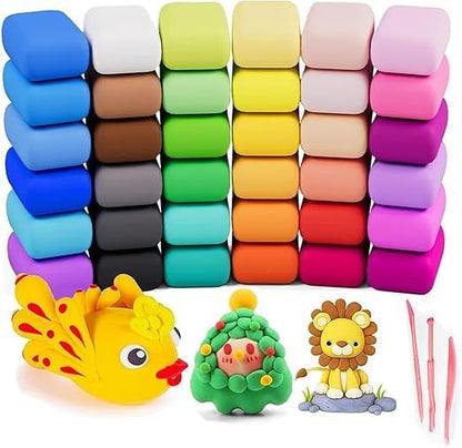 Happy Kiddo 36-Color Soft Magic Clay for Kids – Non-Toxic Modeling Clay with Sculpting Tools for Crafts and Creative Fun