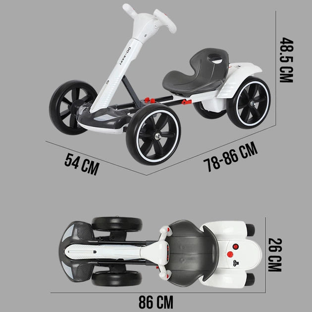 6V Foldable Electric Go Kart for Kids, Electric Ride-on Toy, Top Speed of 3 Mph, Ergonomically Adjustable Seat, EVA Wheels, with Lights and Music for Boys and Girls Aged 3-8, White