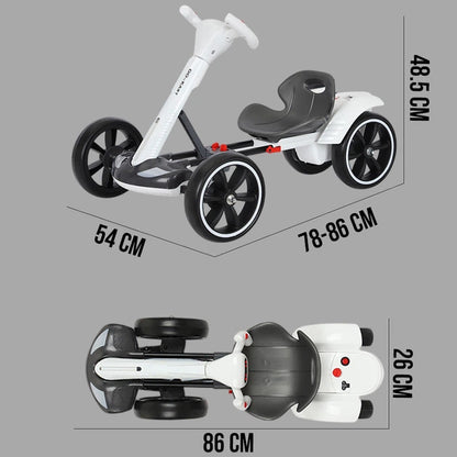 6V Foldable Electric Go Kart for Kids, Electric Ride-on Toy, Top Speed of 3 Mph, Ergonomically Adjustable Seat, EVA Wheels, with Lights and Music for Boys and Girls Aged 3-8, White