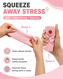 Happy Kiddo 13cm/4-inch Slow-Rising Strawberry Stress-Relief Block – Stress-Relieving Tool, Creative Desktop Decor, and Unique Gift for Adults (Home & Office)