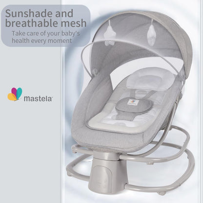 Mastela Baby for Infants Baby Bouncers with Dinner Plate 4-in-1 Adjustable backrest Bluetooth APP Usage and Control,Detachable Independent Rocking Chair