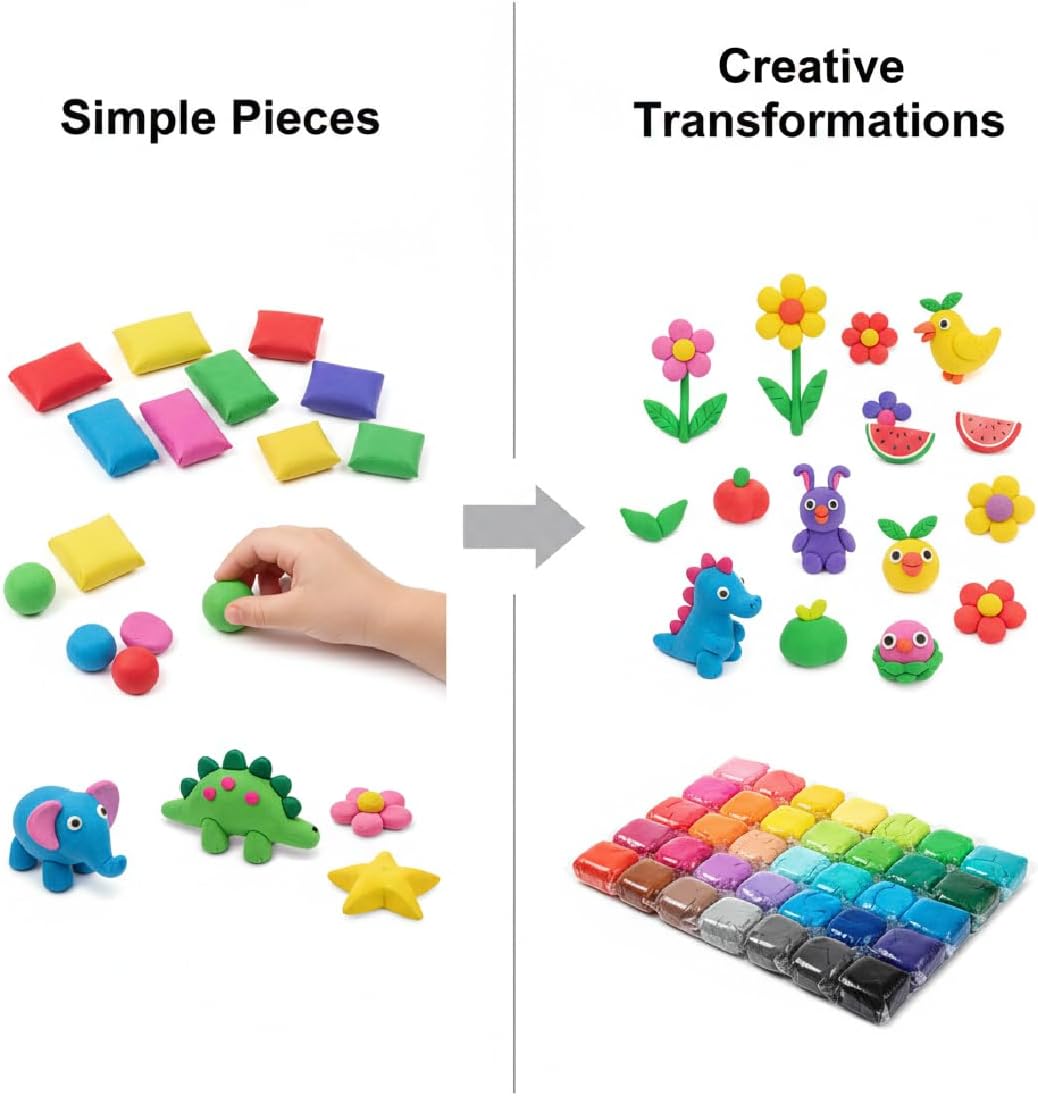 Happy Kiddo 36-Color Non-Toxic Air-Dry Clay Set – Soft, Lightweight Magic Clay for Creative Crafts and Modeling Fun