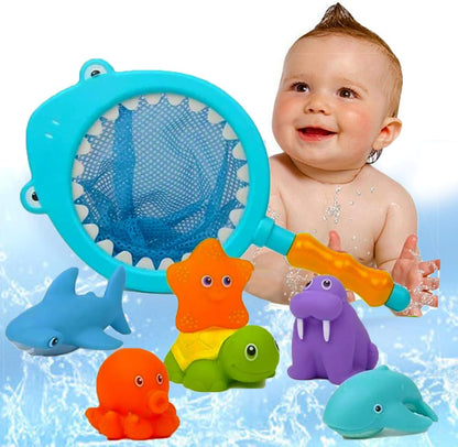 Happy Kiddo 7-Piece Baby Bath Toy Set – Color-Changing Bathtub Toys for Toddlers, Featuring Water-Spraying and Sound Effects, Plus Soft Sea-Life Accessories.