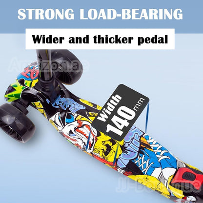 Happy Kiddo Scooter for Kids Aged 3–12: Toddler Scooter with 4 Adjustable Heights, Light-Up 3-Wheel Design, Shock-Absorbing Features, Lean-to-Steer Mechanism, and Balance Training for Children.