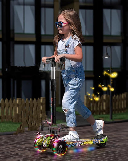 Happy Kiddo Scooter for Kids Aged 3–12: Toddler Scooter with 4 Adjustable Heights, Light-Up 3-Wheel Design, Shock-Absorbing Features, Lean-to-Steer Mechanism, and Balance Training for Children.