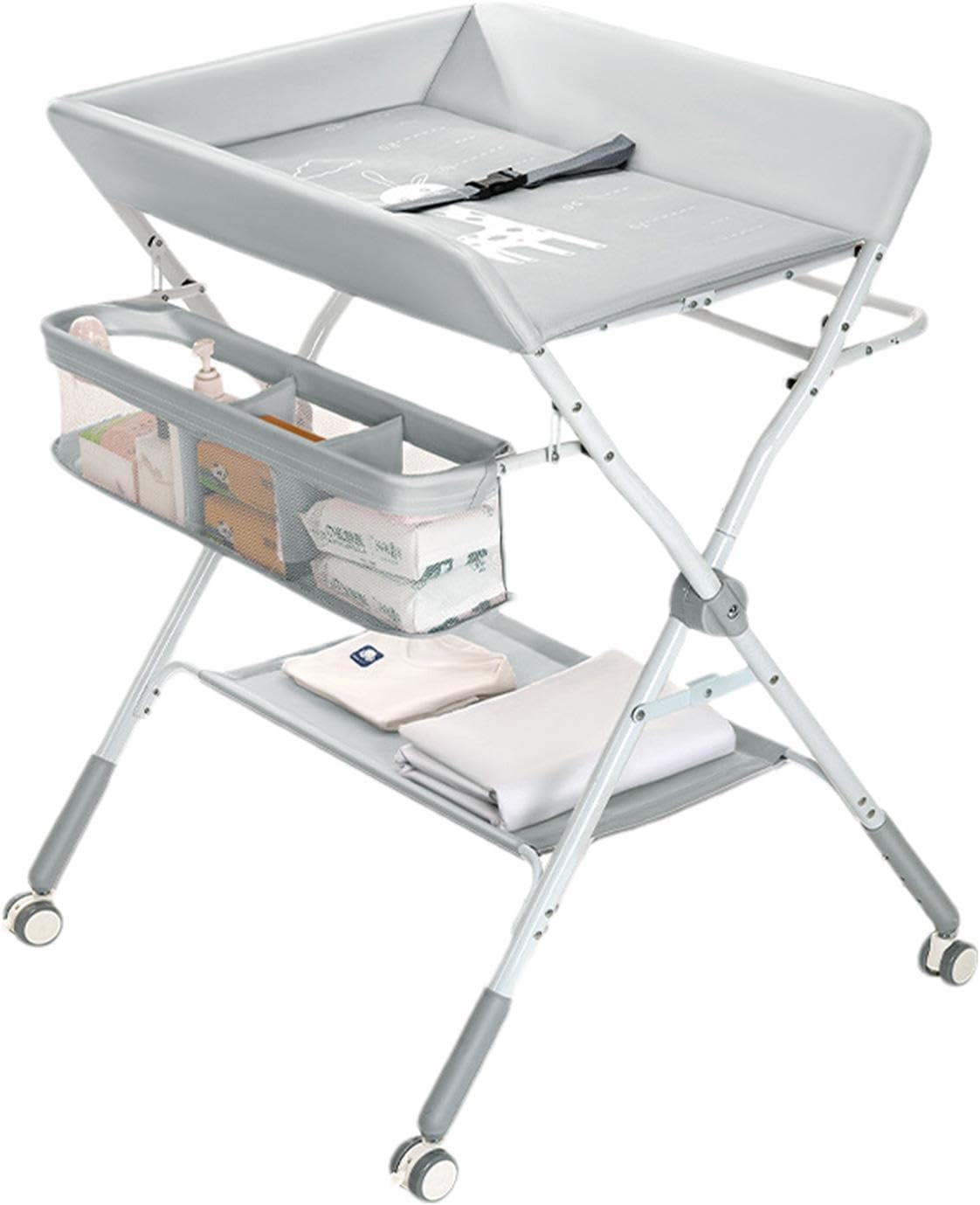 Diaper Changing Table, Foldable, Diaper Changing, Diaper Table, Portable Storage, Comes with Wheels, Baby Care, Bedroom, Diaper Changing Table, Diaper Changing Table, Side Rack, Storage Shelf, Nursery