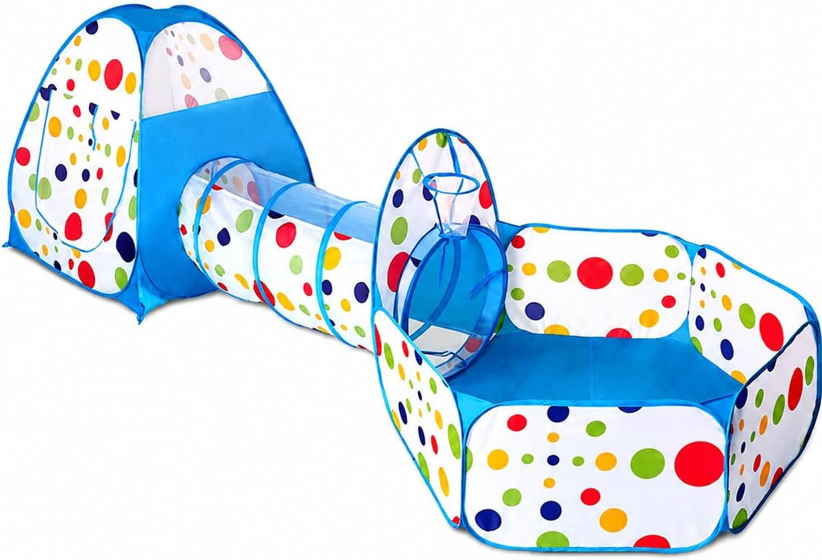 3-in-1 Kids’ Play Tent with Crawl Tunnel and Ball Pit – Foldable Play Tent for Indoor and Outdoor Use – A Fun and Safe Play Space for Boys and Girls 🌈🥳✨