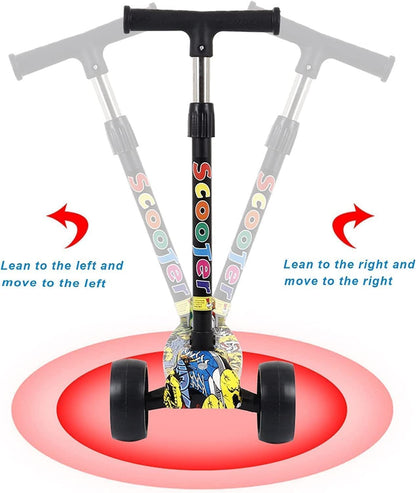Happy Kiddo Scooter for Kids Aged 3–12: Toddler Scooter with 4 Adjustable Heights, Light-Up 3-Wheel Design, Shock-Absorbing Features, Lean-to-Steer Mechanism, and Balance Training for Children.