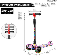 Classic 3-Wheel Kids' Scooter – Fun Graffiti Design and Eye-Catching LED Lights