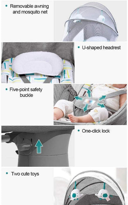 Mastela Baby for Infants Baby Bouncers with Dinner Plate 4-in-1 Adjustable backrest Bluetooth APP Usage and Control,Detachable Independent Rocking Chair