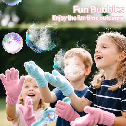 Happy Kiddo Bubble Wand – Interactive, mobile-friendly mist bubble machine featuring flexible inner bubbles and smoke-filled bubbles of the perfect size (Pink).