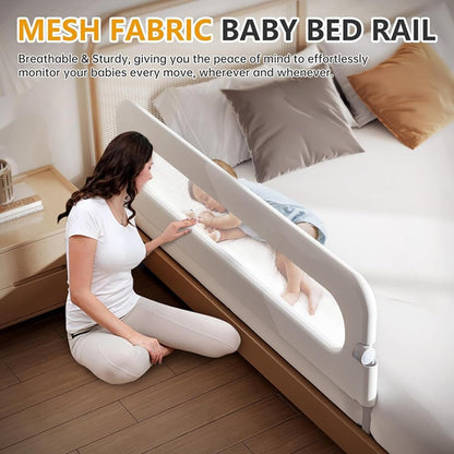Happy Kiddo Baby Bed Rail – Foldable Toddler Bed Guard, Bed Safety Rail, Height-Adjustable Bed Barrier